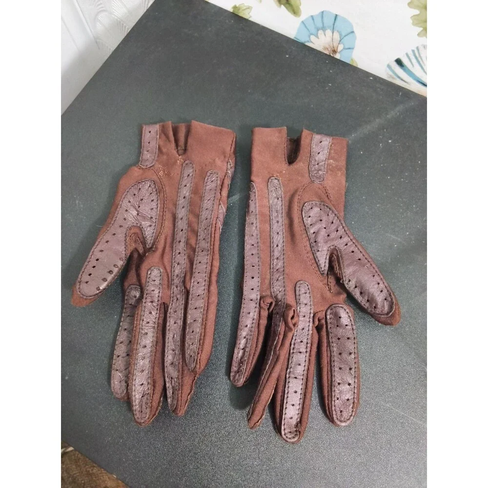 3Pairs Isotoner Leather Lined Driving Gloves Size M Wrist Length Brown & Black